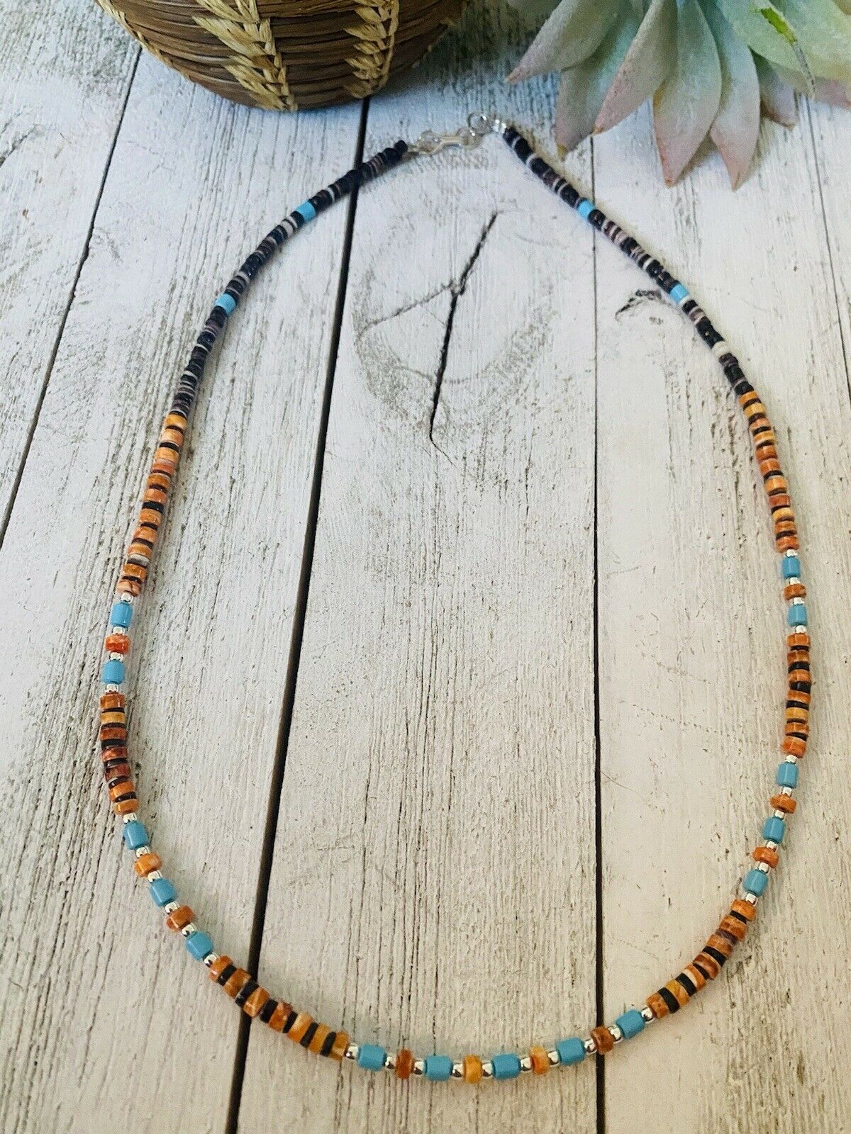 Navajo Multi Stone & Heishi Beaded 18 Inch Necklace