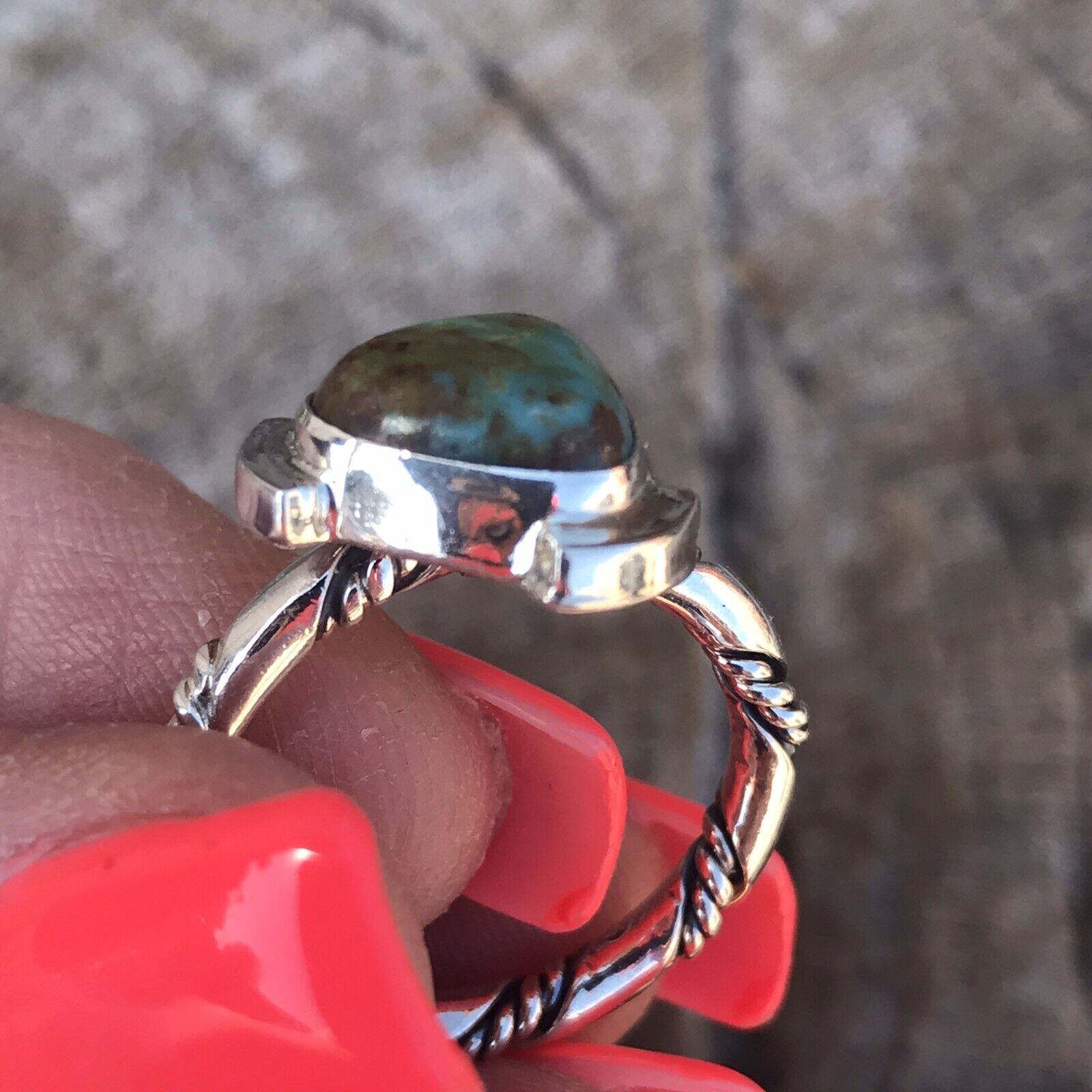 Navajo Sterling Silver Turquoise Triangle Ring