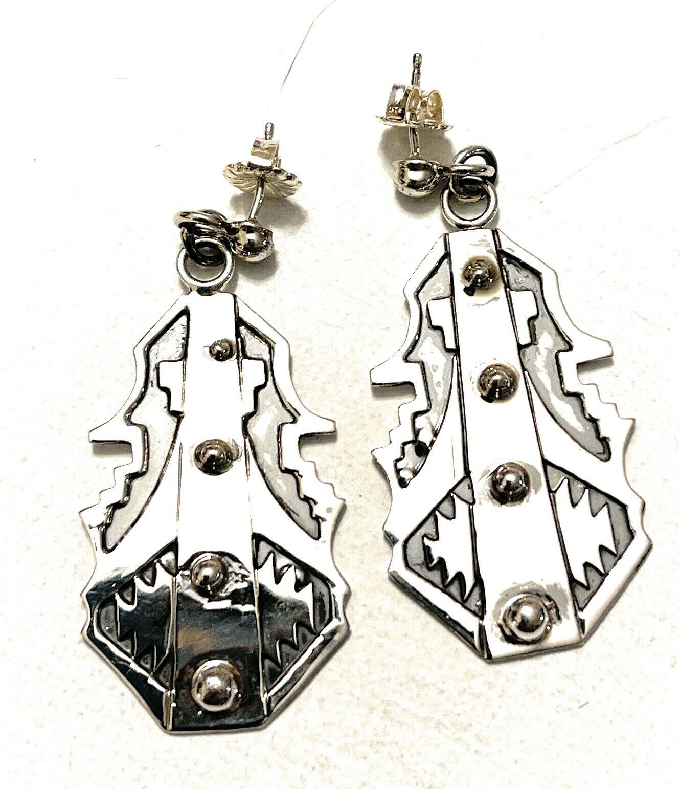 Navajo Sterling Silver Southwest Dangle Earrings Signed