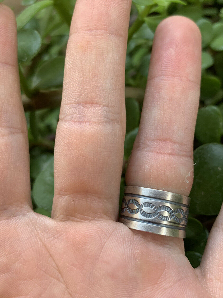 Navajo Natural Coral & Sterling Silver Cigar Band