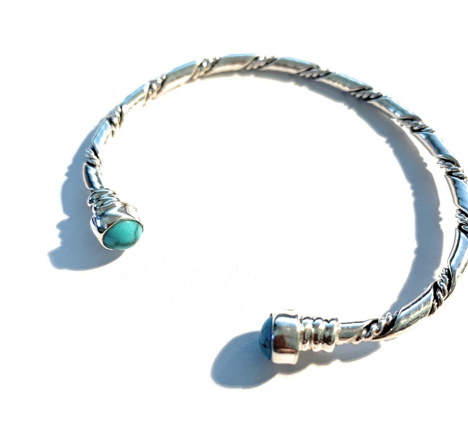 Navajo Turquoise & Sterling Silver Braided Cuff Bracelet