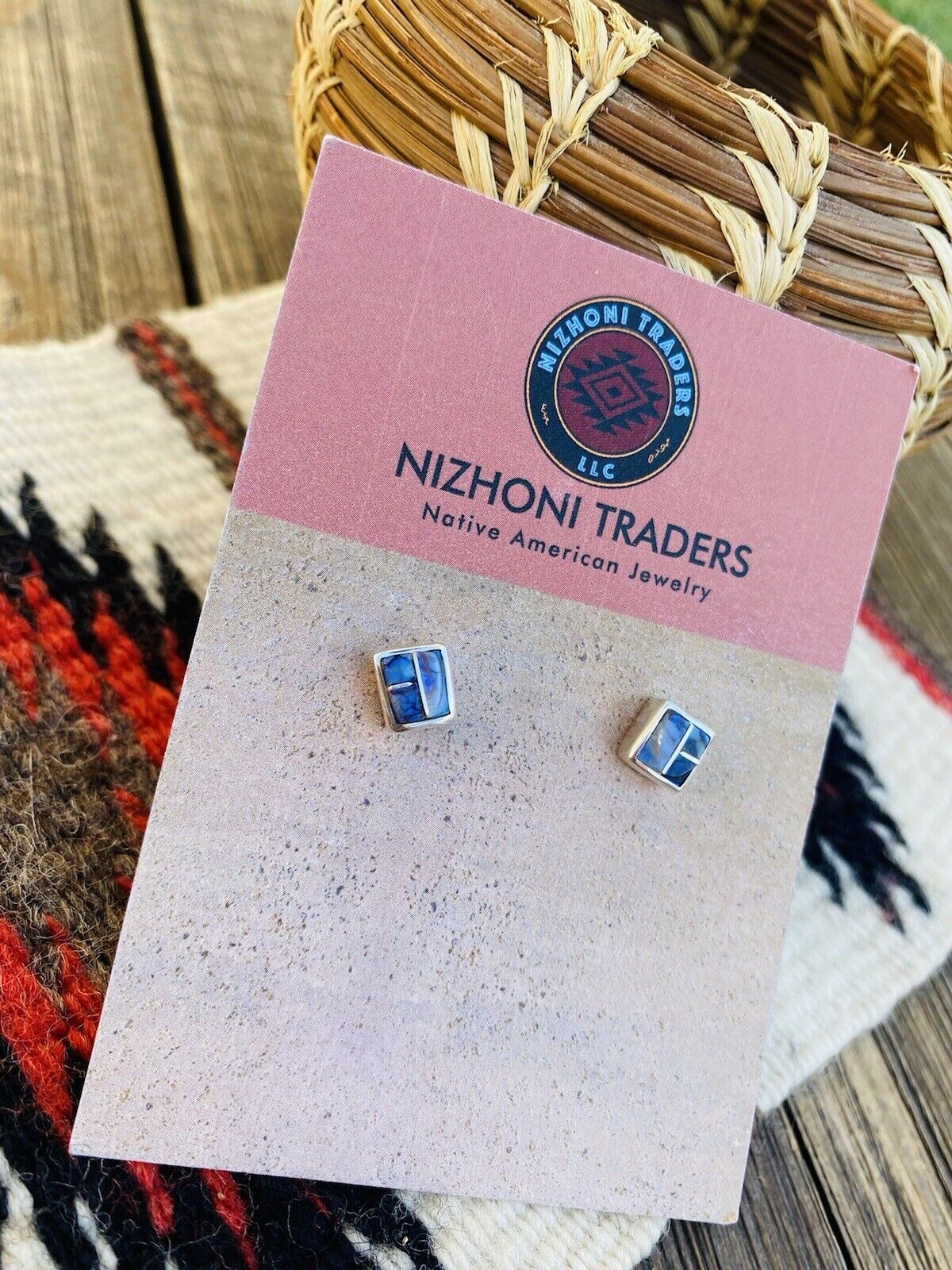 Navajo Natural Opal And Sterling Silver Inlay Stud Earrings