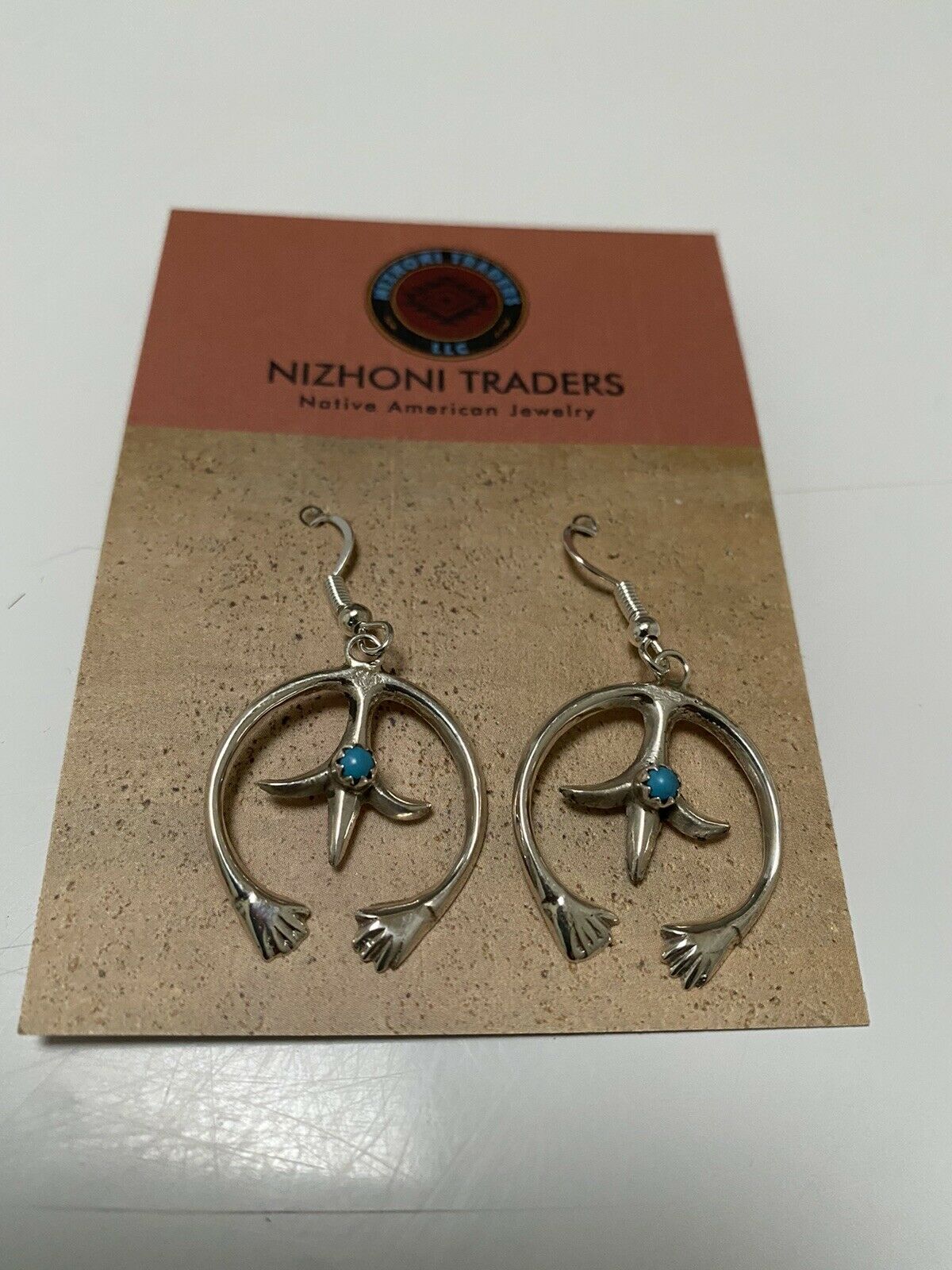 Navajo Sterling Silver & Turquoise Naja Dangle Earrings