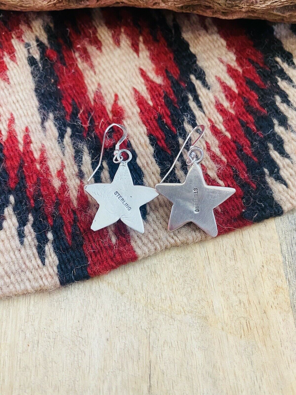 Navajo Turquoise & Sterling Silver Star Dangle Earrings