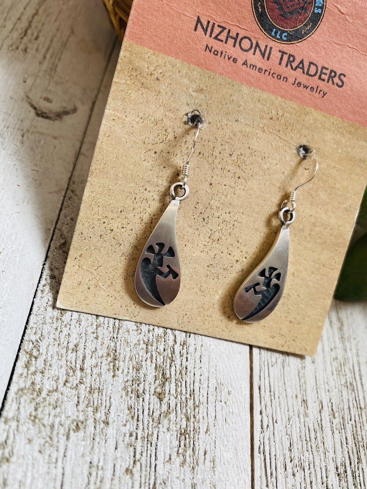 Hopi Sterling Silver Kokopelli Dangle Earrings