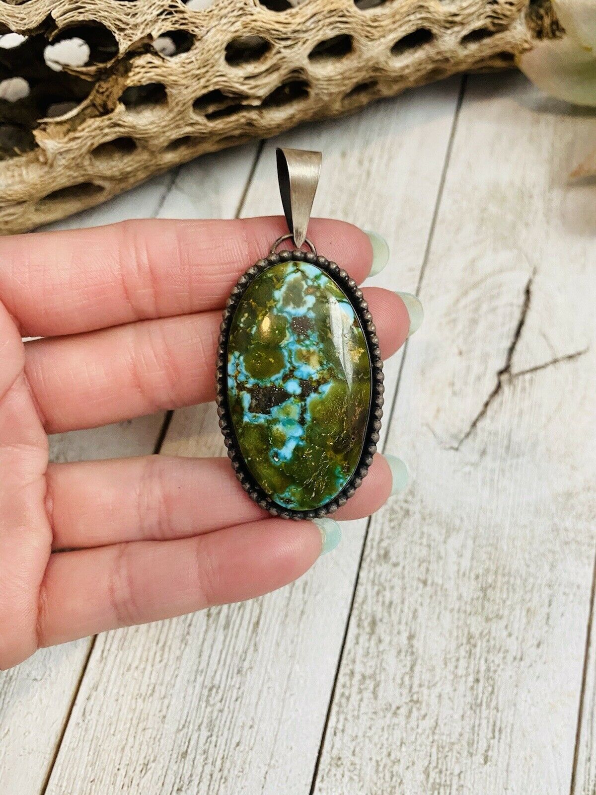 Navajo Sterling Silver & Sonoran Mountain Turquoise Pendant