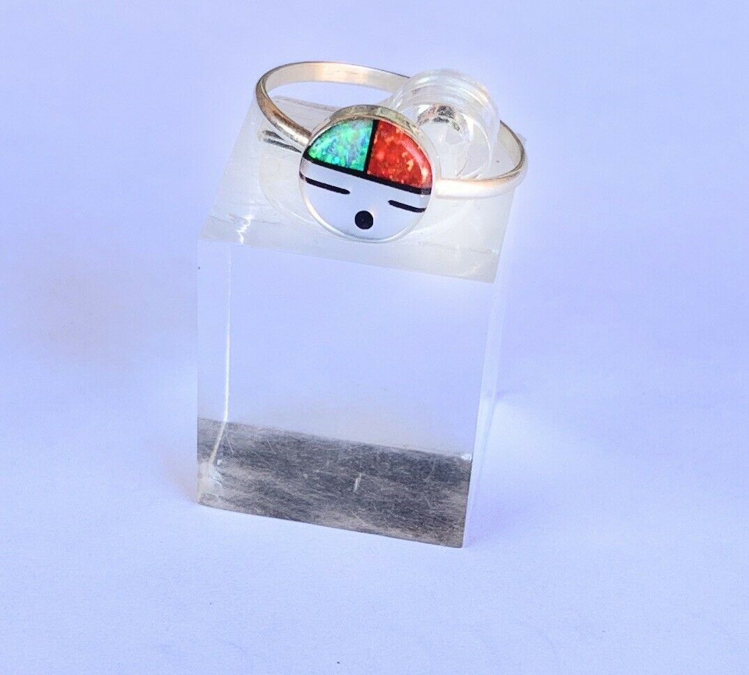 Zuni Sun face Multi Stone Inlay Opal Ring