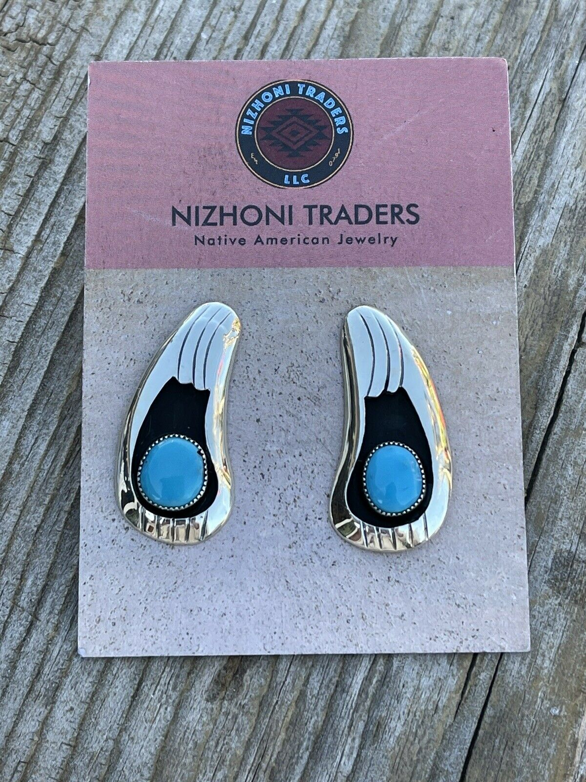 Navajo Turquoise And Sterling Silver Shadow Box Post Earrings