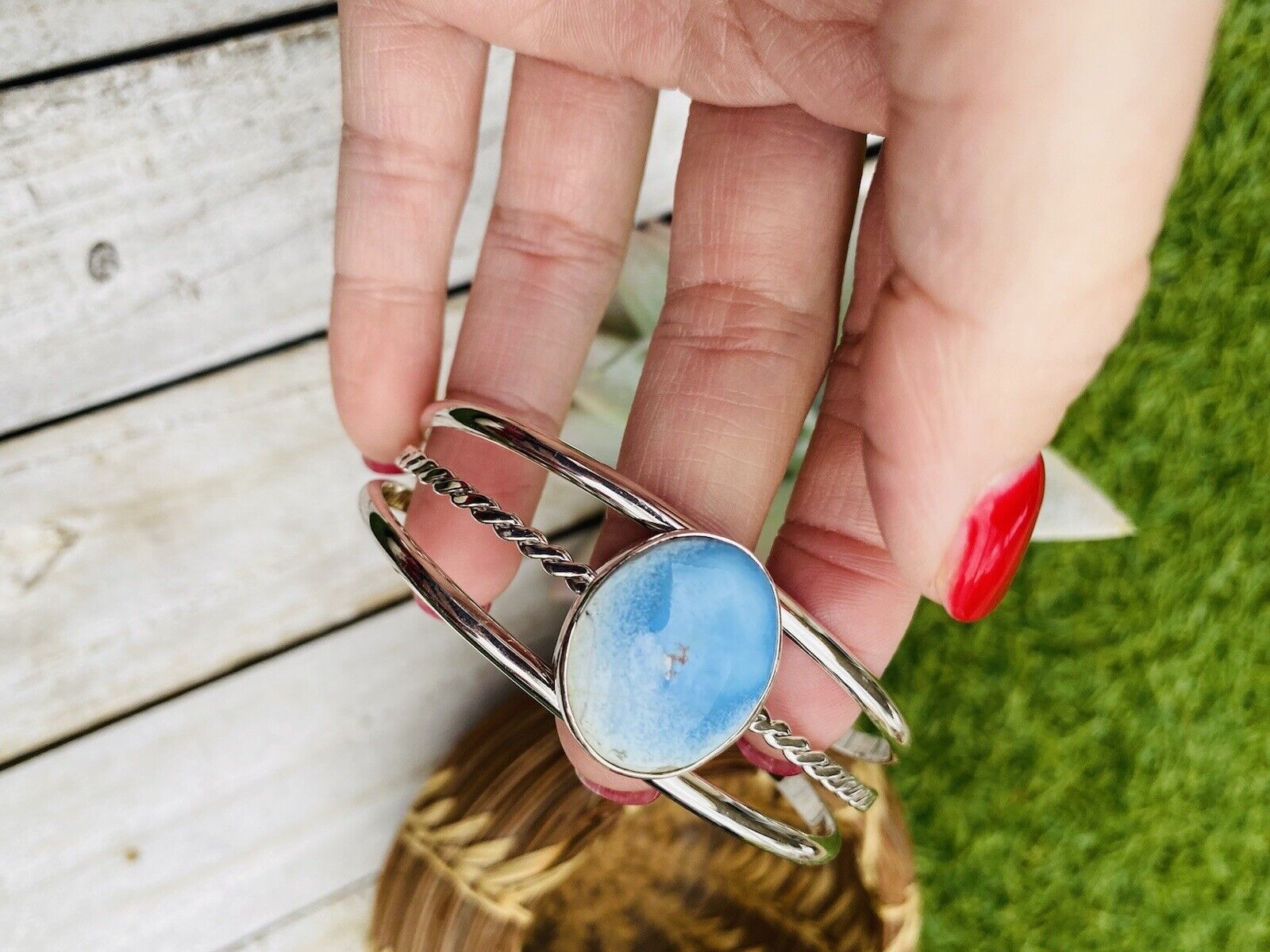 Navajo Golden Hills Turquoise Sterling Silver Cuff Bracelet