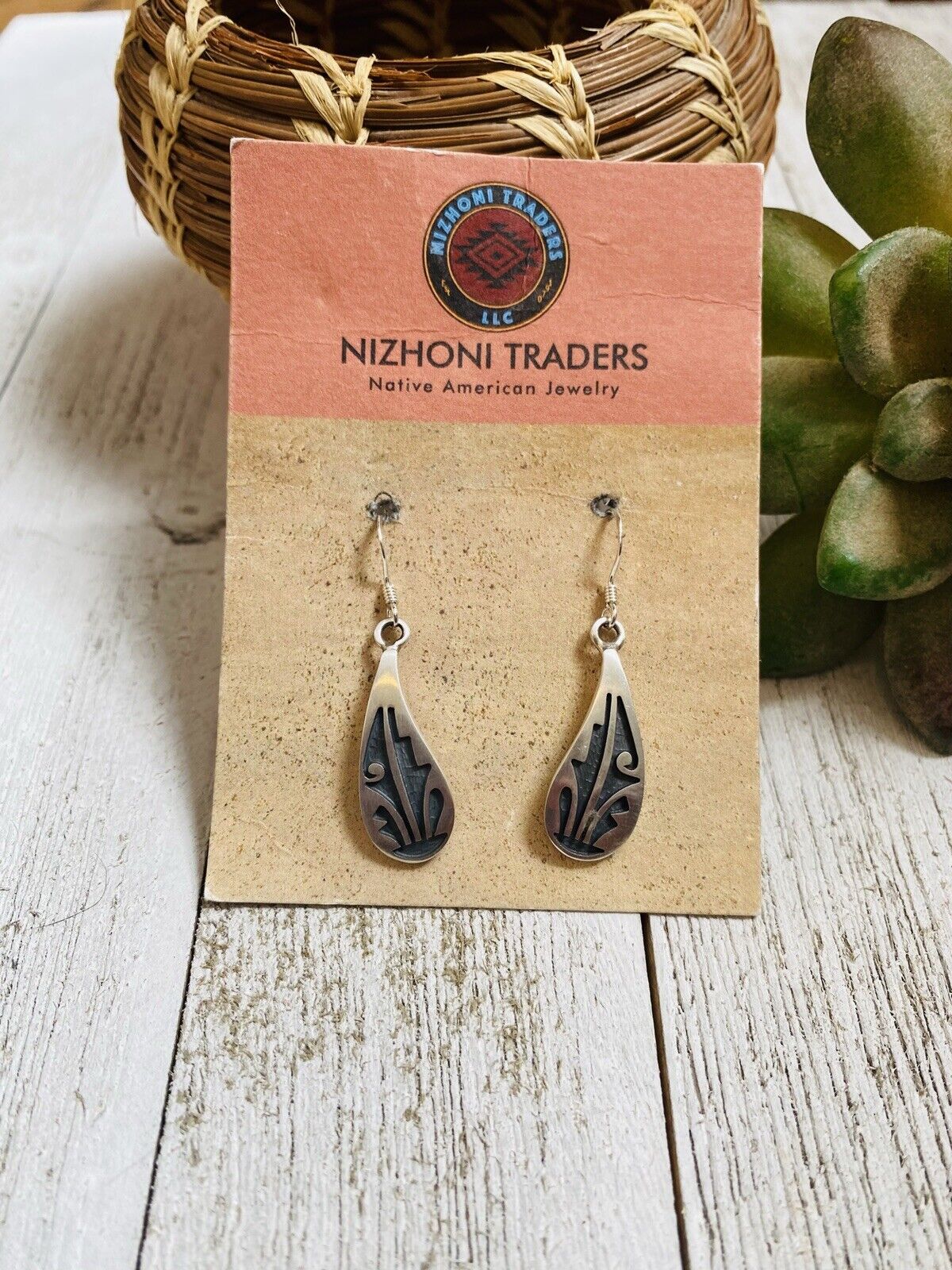 Hopi Overlaid Sterling Silver Dangle Earrings