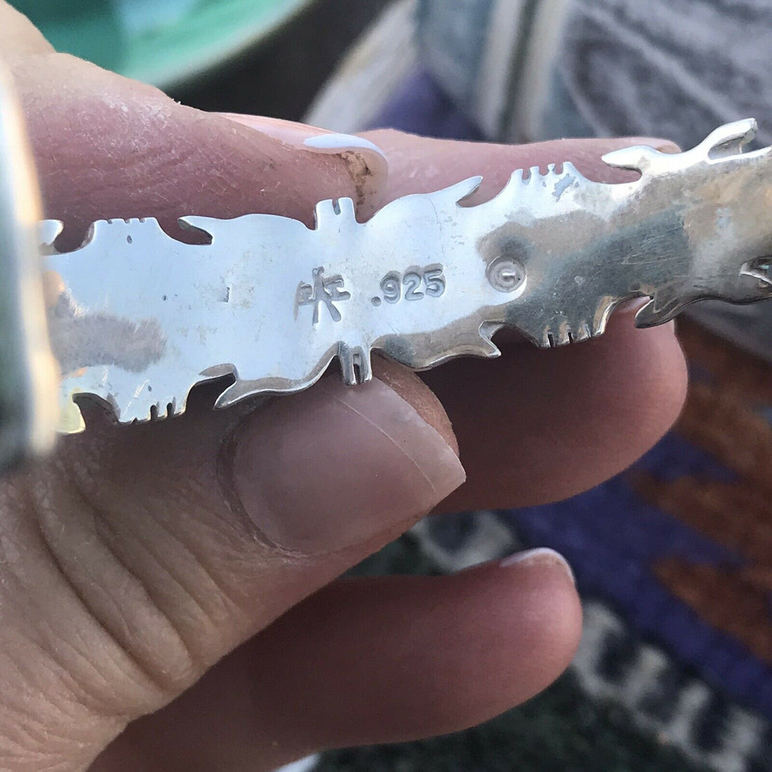 Handcrafted Sterling Silver & Number 8 Turquoise Signed By Marvin Yazzie Cuff