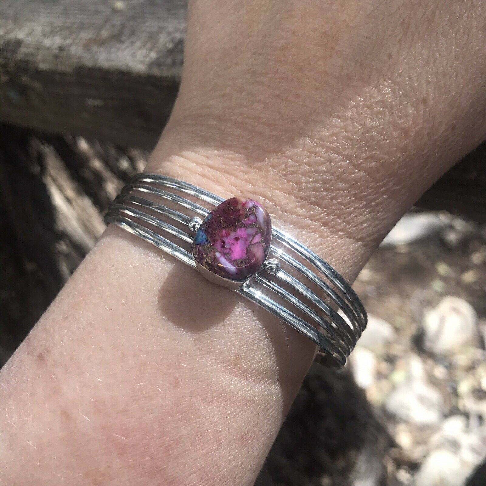 Navajo Pink Dream Mojave Sterling Silver Custom Cuff