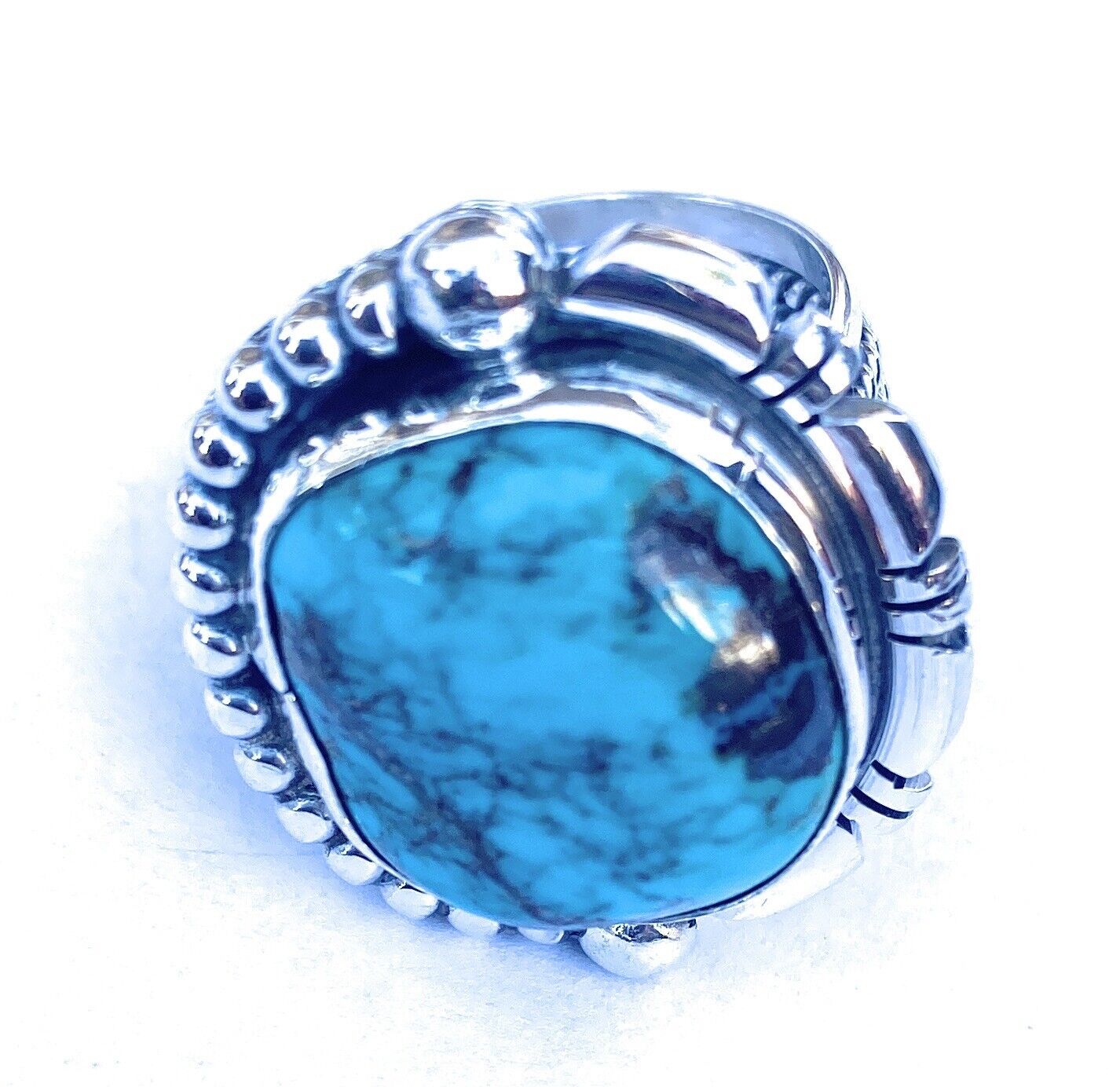 Navajo Royston Turquoise & Sterling Silver Ring Size 8.5