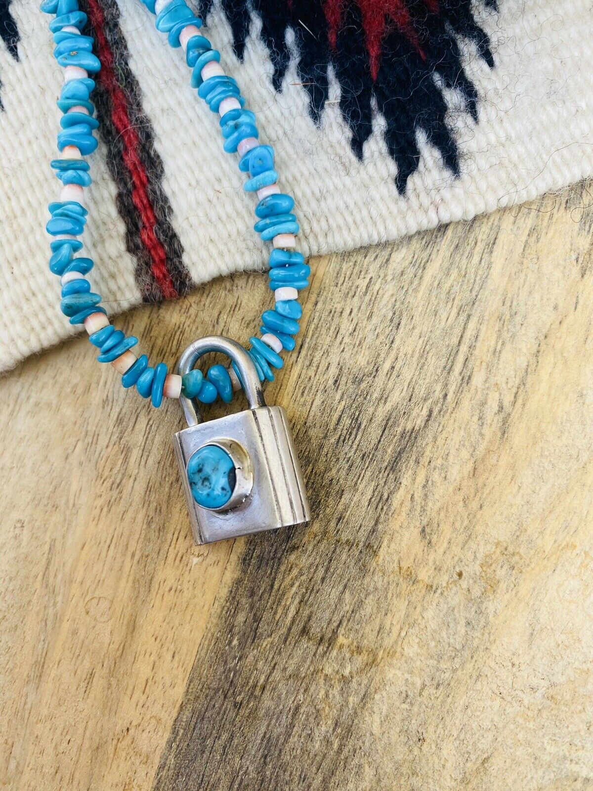 Navajo Turquoise & Sterling Silver Locket Pendant Signed