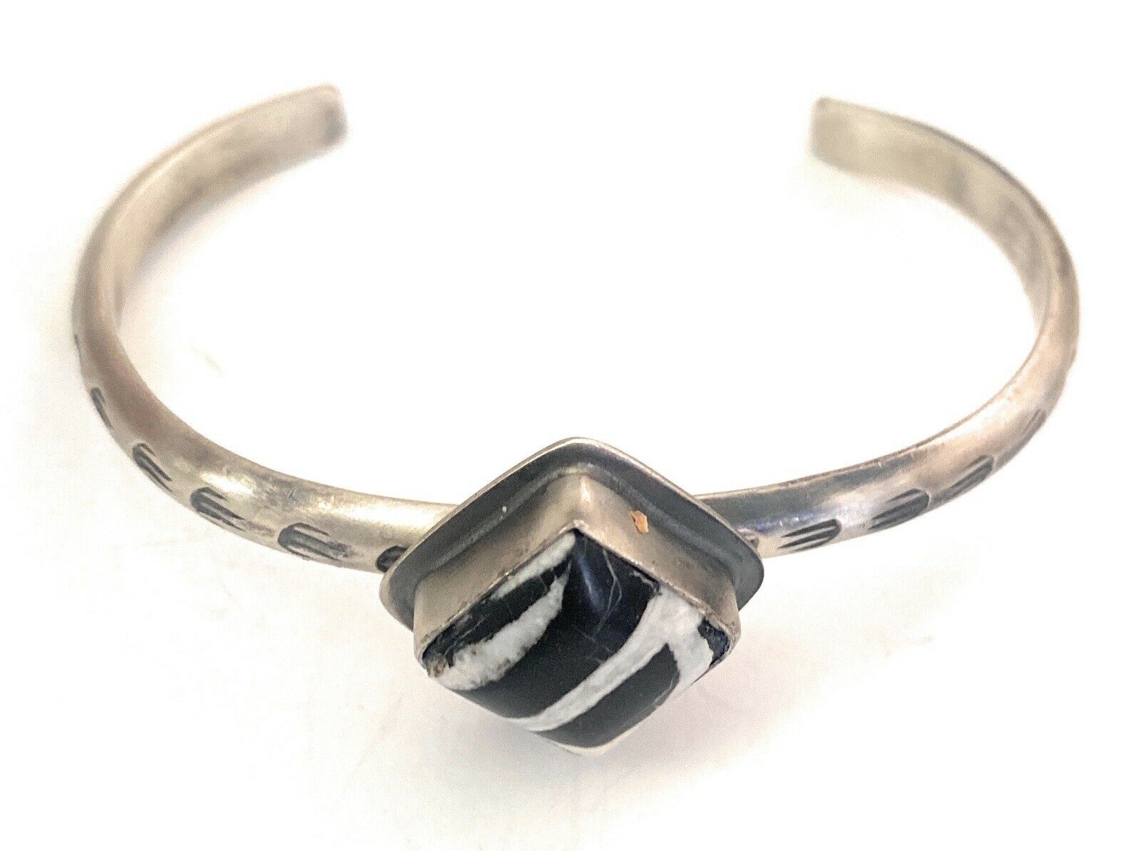 Navajo Sterling Silver & Zebra Jasper Cuff Bracelet