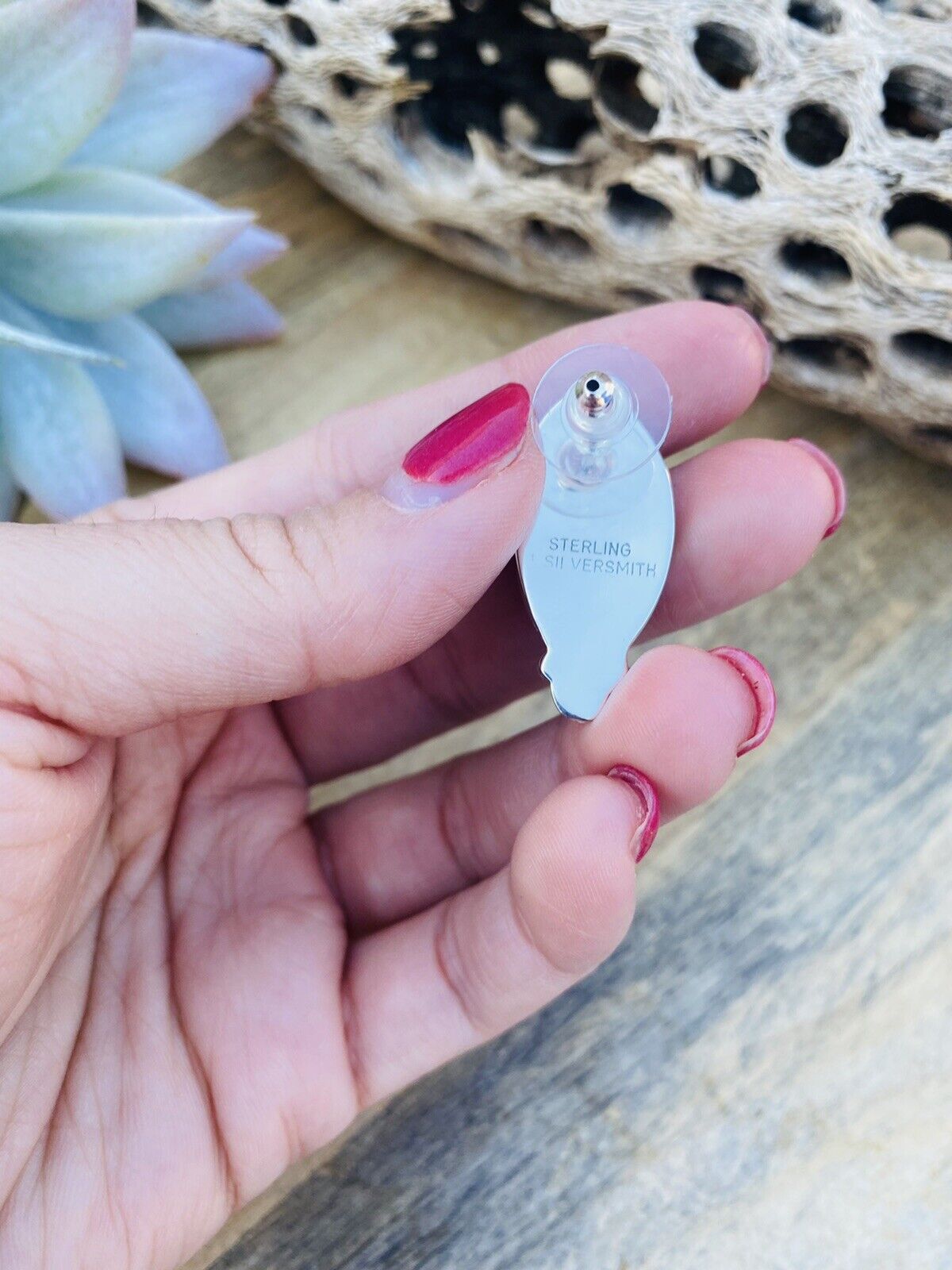 Navajo Sterling Silver & Purple Spiny Post Earrings