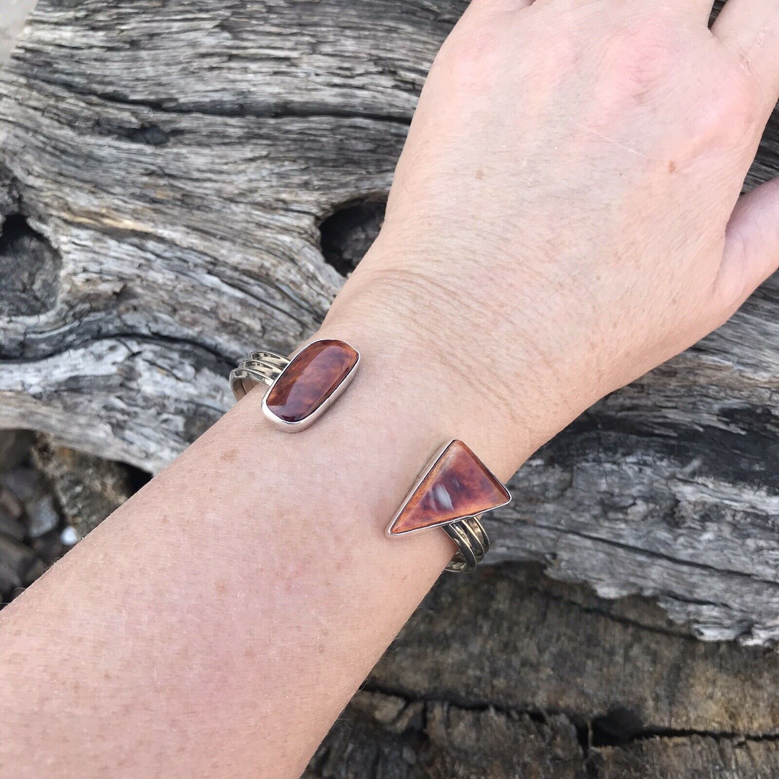 Navajo Spiny Oyster & Sterling Silver  Bracelet Cuff Signed