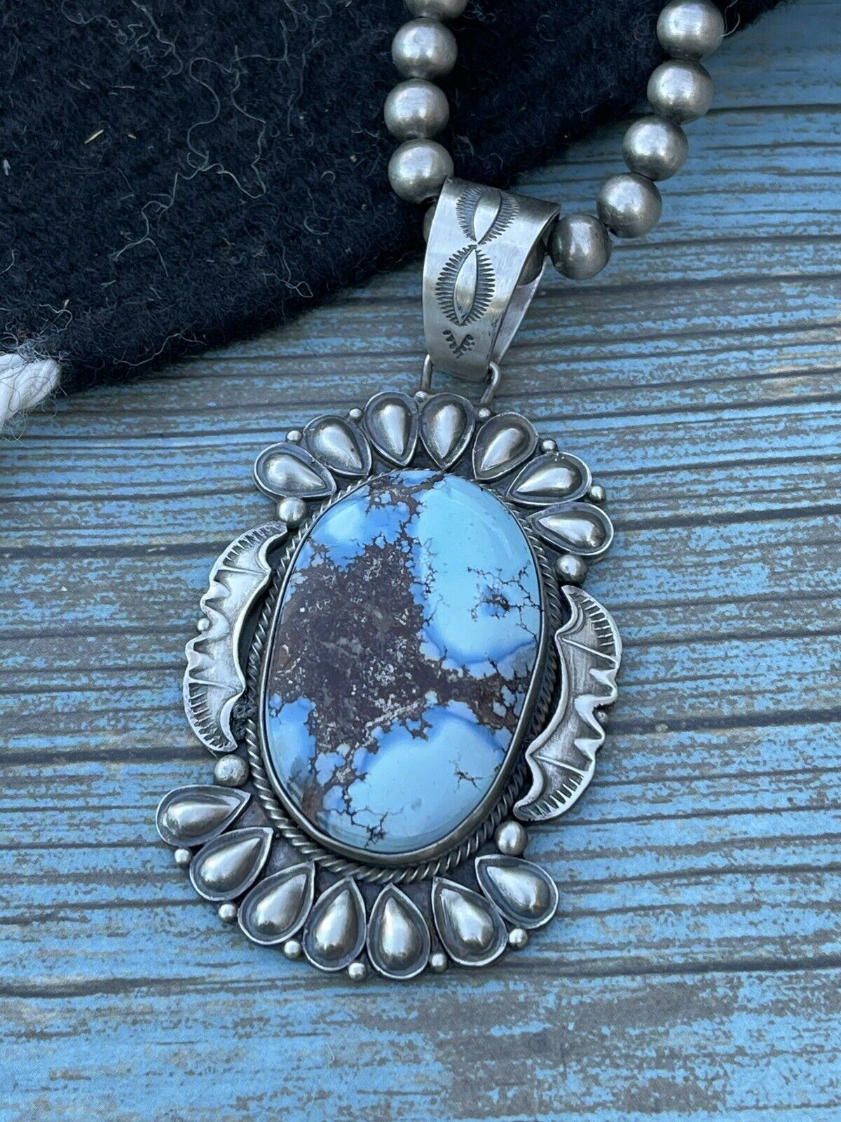 Sheila Tso Golden Hill’s Turquoise & Sterling Silver Pendant Signed