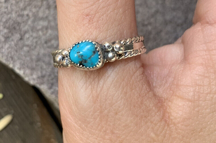 Navajo Kingman Turquoise & Sterling Silver Braided Band