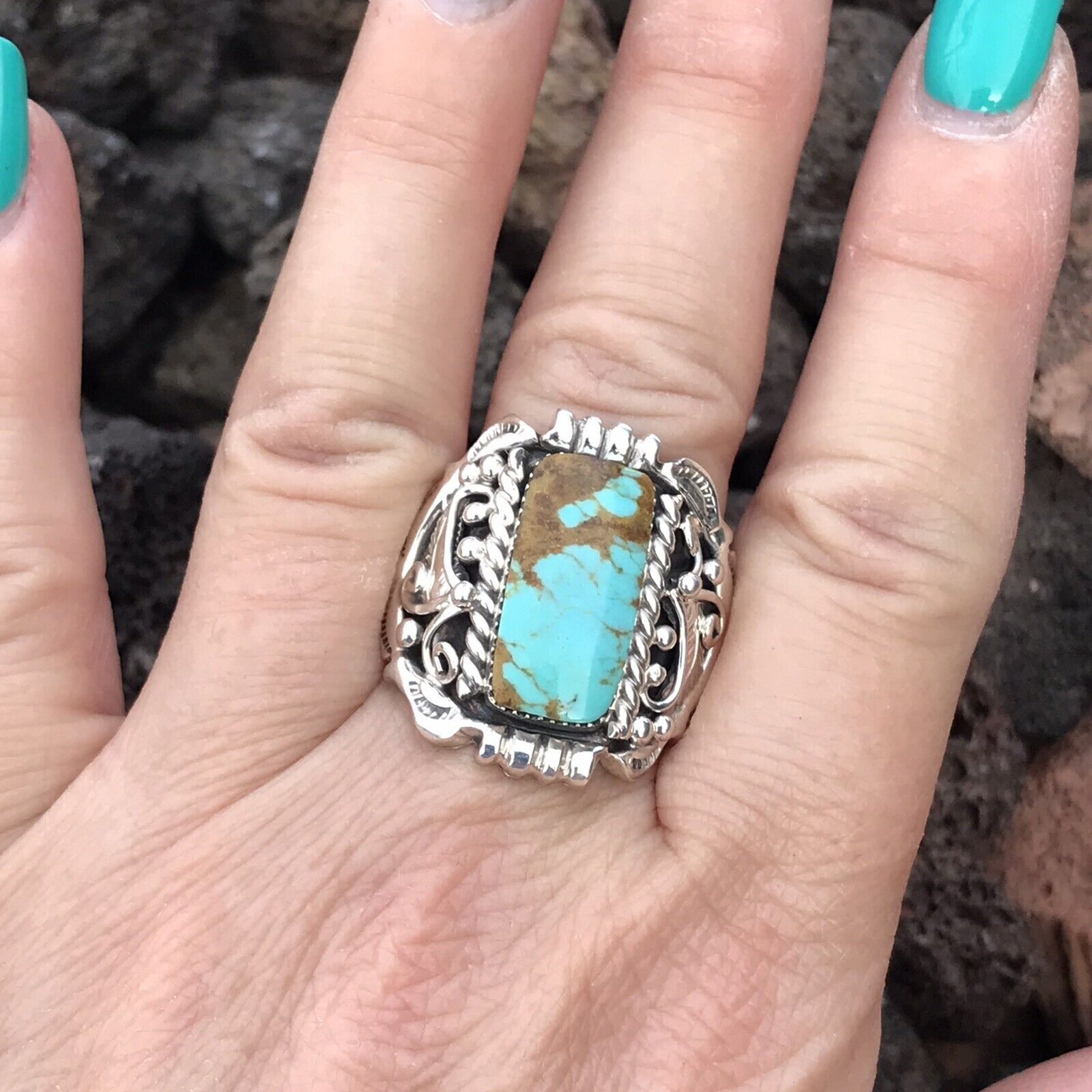 Beautiful Sterling Silver Royston Turquoise Ring