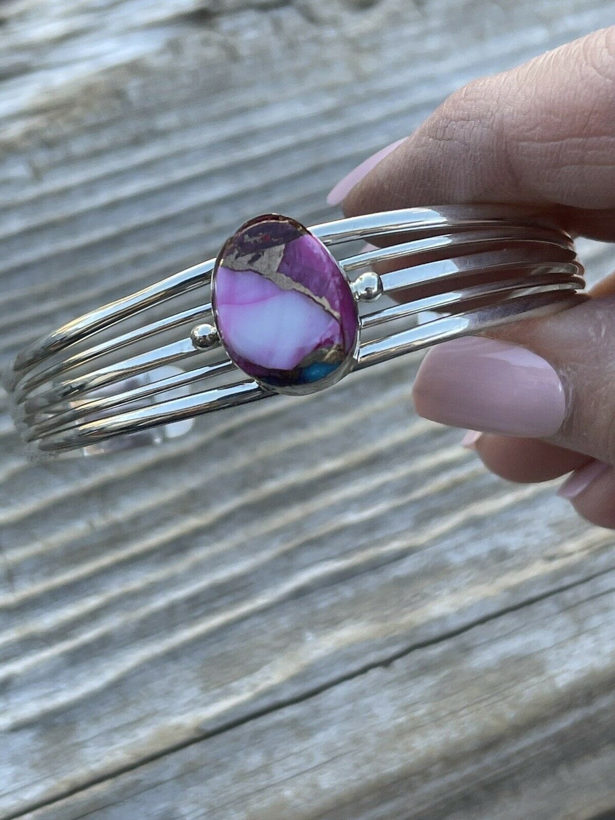 Navajo Pink Dream Mojave Sterling Silver Custom Cuff