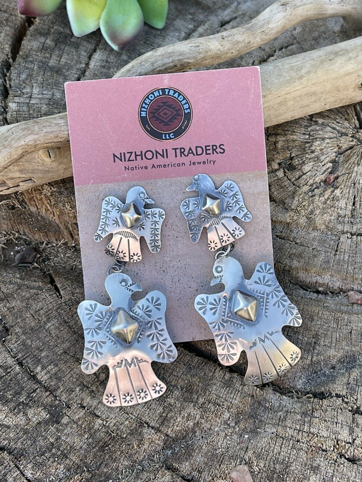 Navajo Sterling Silver Thunderbird Dangles by Tim Yazzie