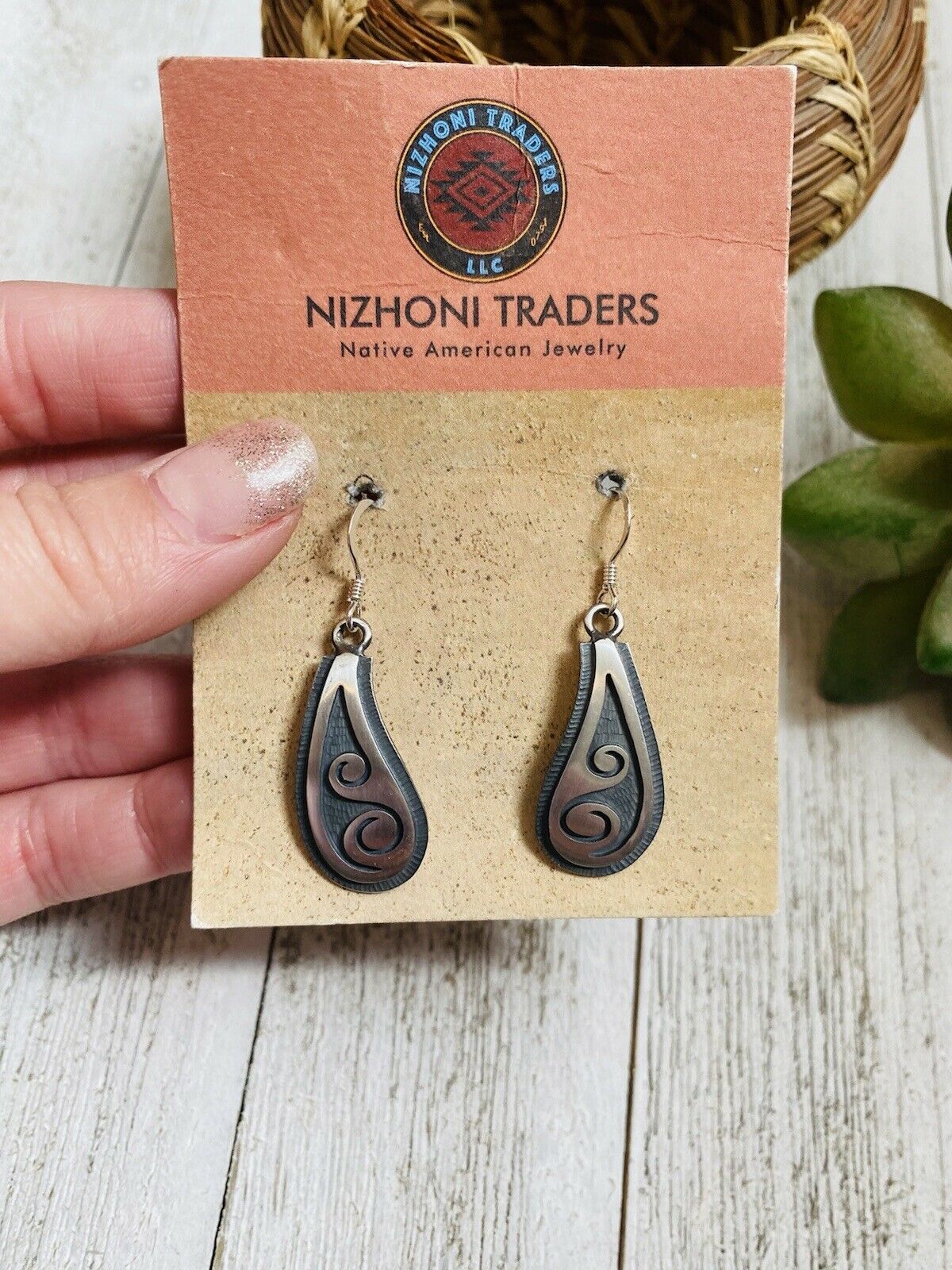 Hopi Overlaid Sterling Silver Dangle Earrings