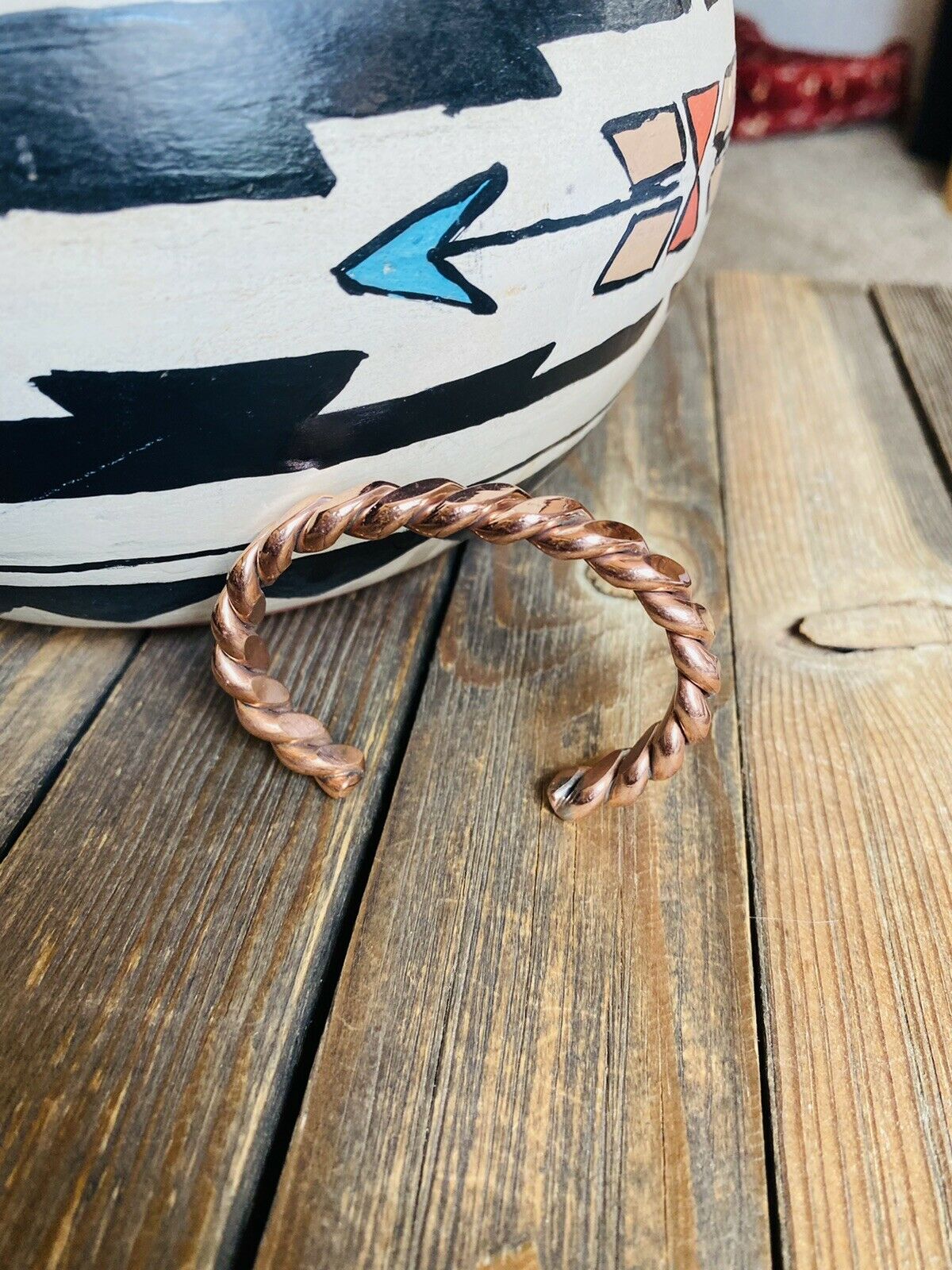 Navajo Copper Over Sterling Hand Twisted Cuff Bracelet