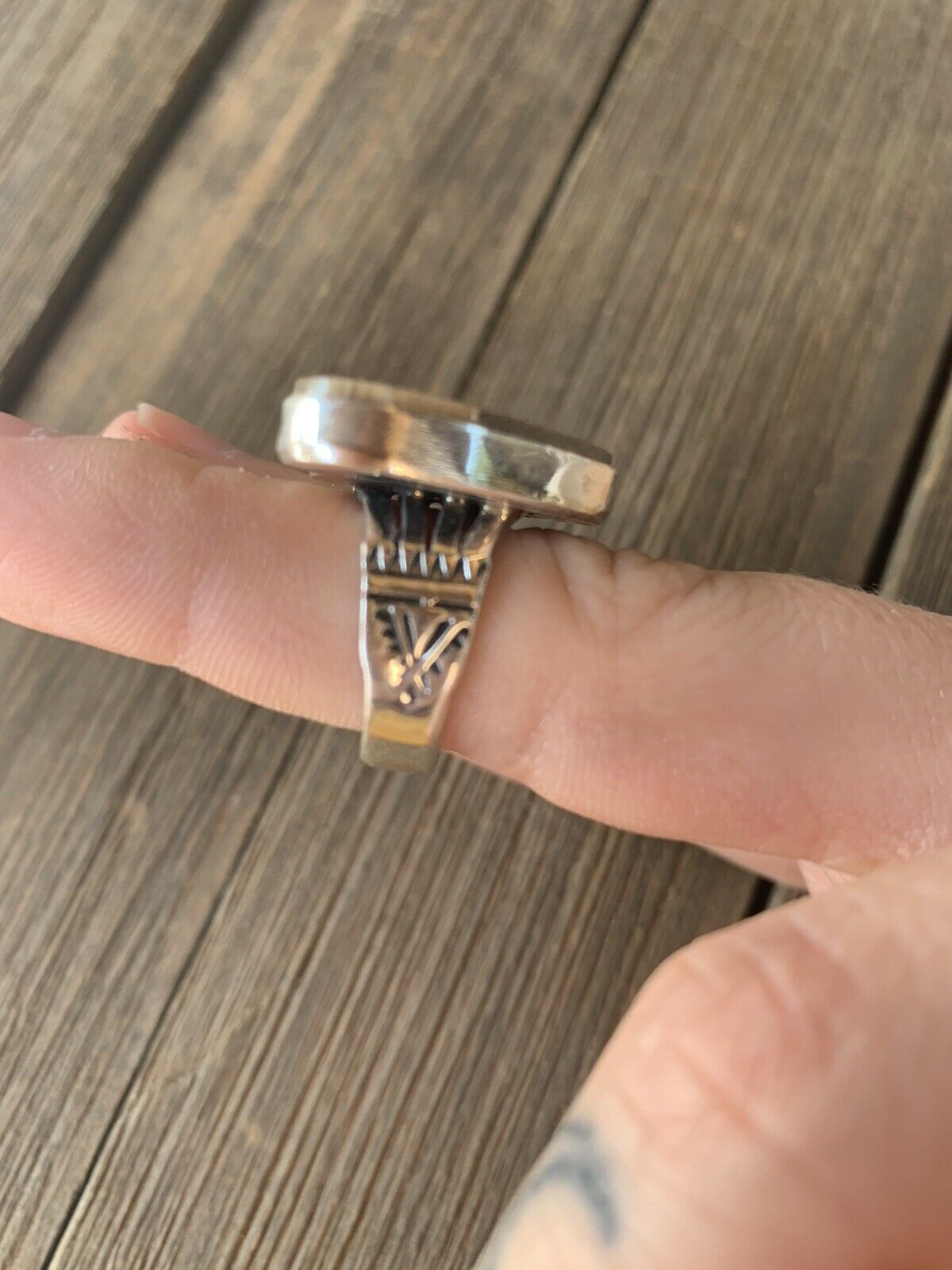 Navajo Ocean Jasper & Sterling Silver Heart Ring Size 6