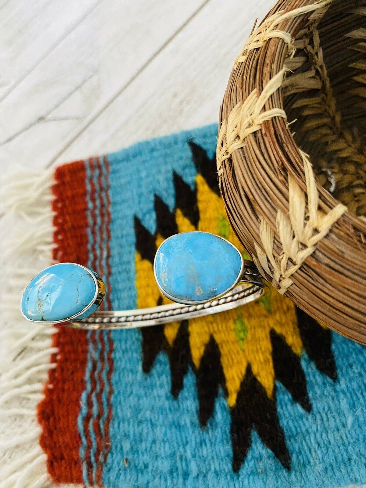 Navajo Turquoise & Sterling Silver Floating Cuff Bracelet