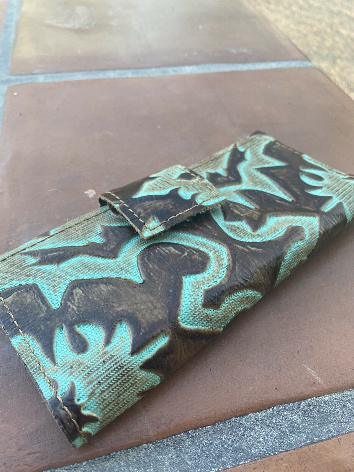 Hand Tooled Turquoise Southwestern Leather Wallet