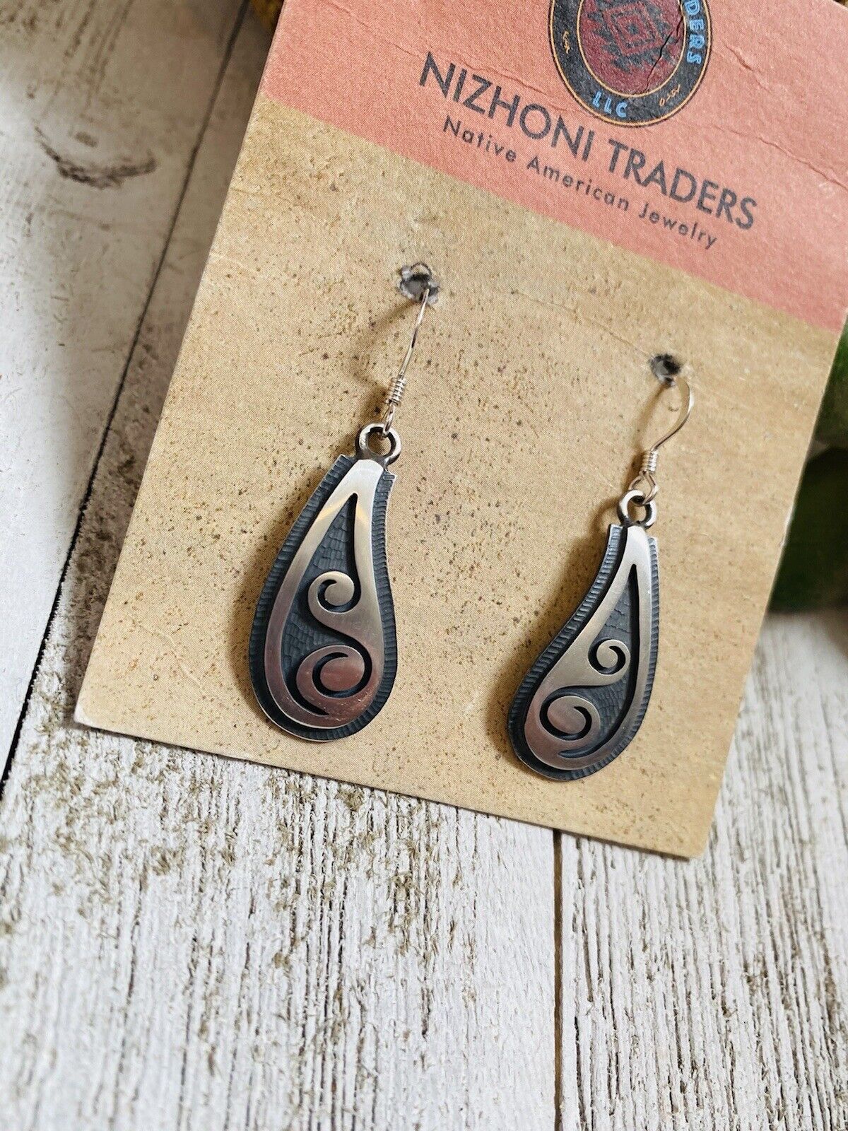 Hopi Overlaid Sterling Silver Dangle Earrings