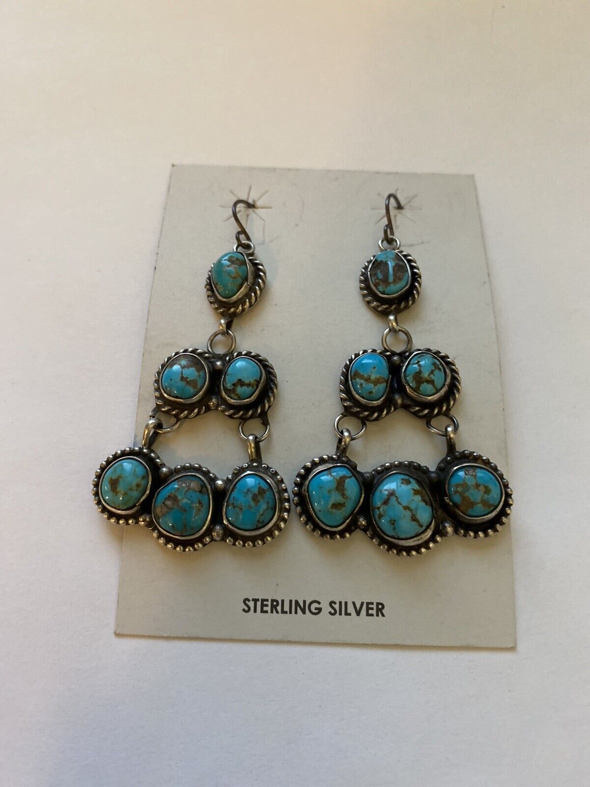 Vintage Sterling offers Silver Turquoise Chandelier Earrings