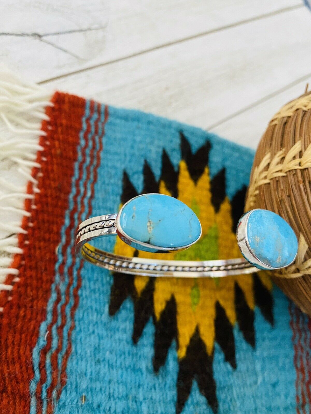 Navajo Turquoise & Sterling Silver Floating Cuff Bracelet