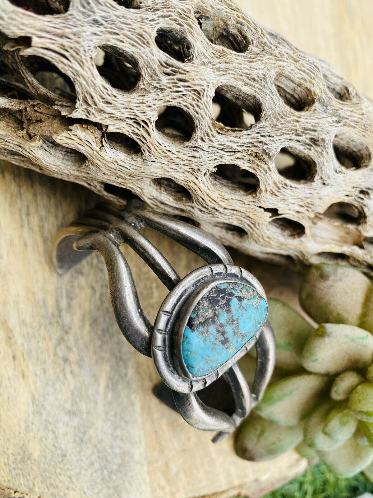 Navajo Vintage Turquoise & Sterling Silver Cuff Bracelet