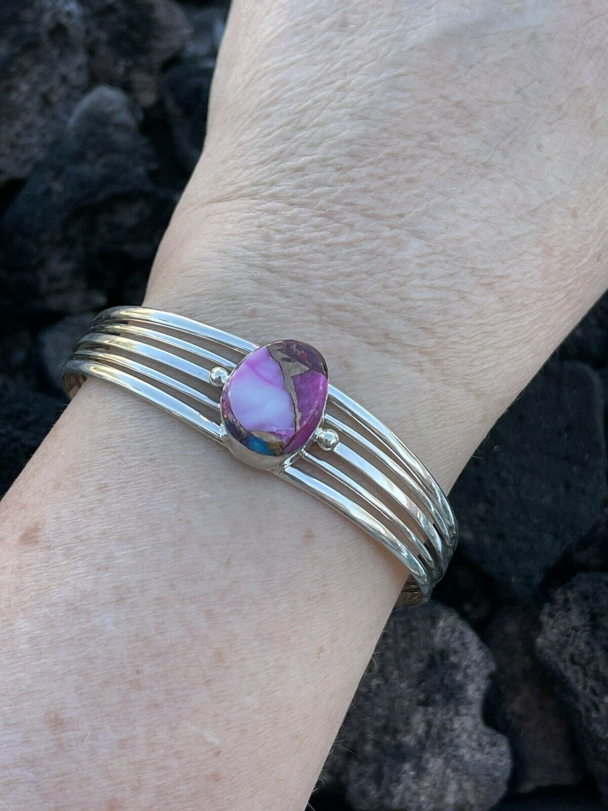 Navajo Pink Dream Mojave Sterling Silver Custom Cuff