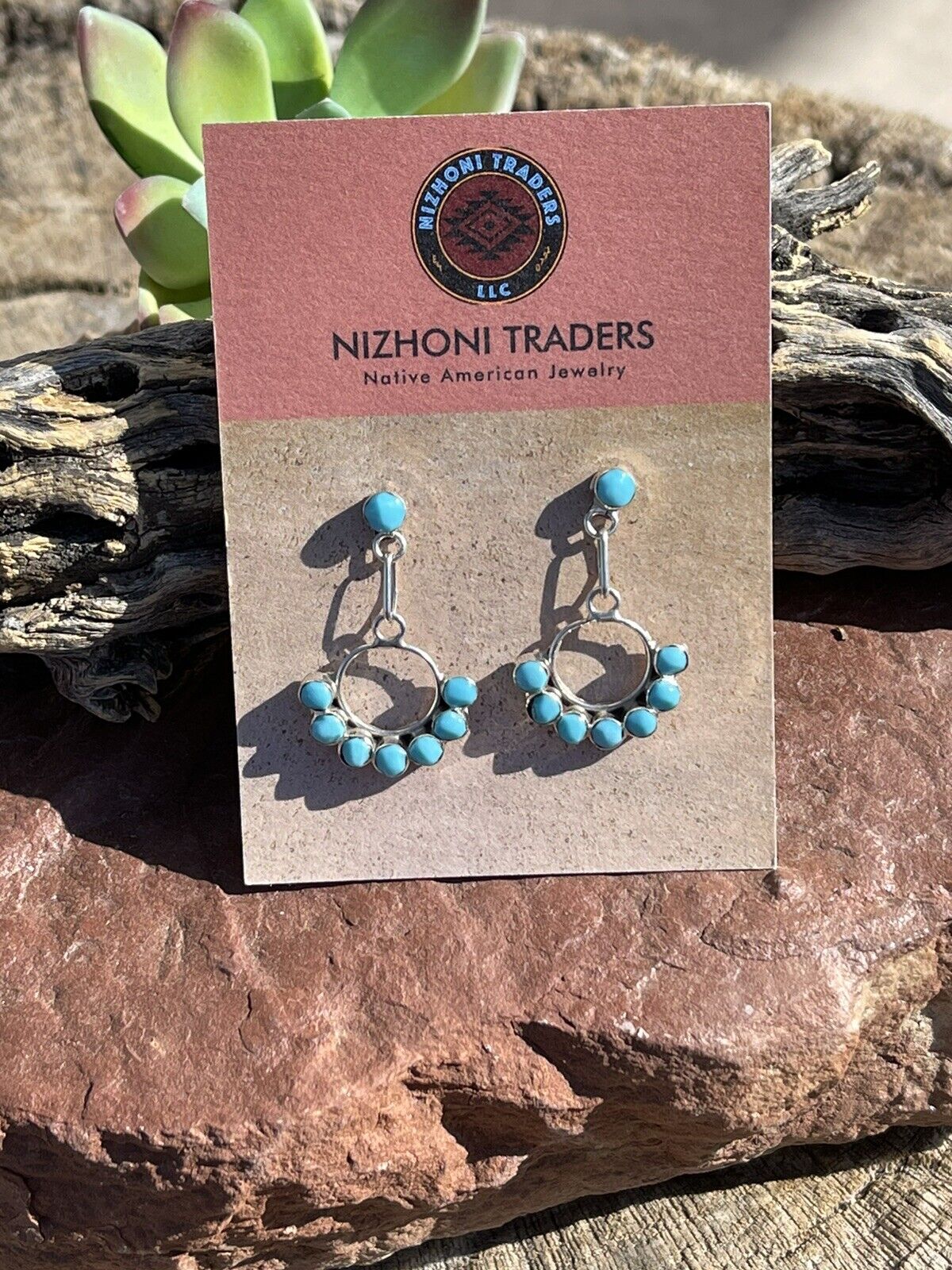 Zuni Sterling Silver & Turquoise Dangle Earrings