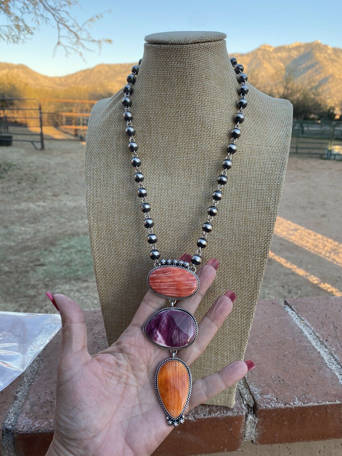 Sterling silver Navajo Patrick Yazzie turquoise offers drop necklace