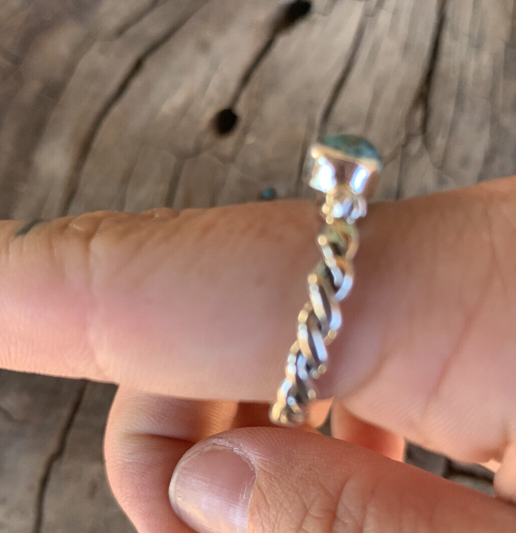 Navajo Turquoise  Sterling Silver Braided Ring