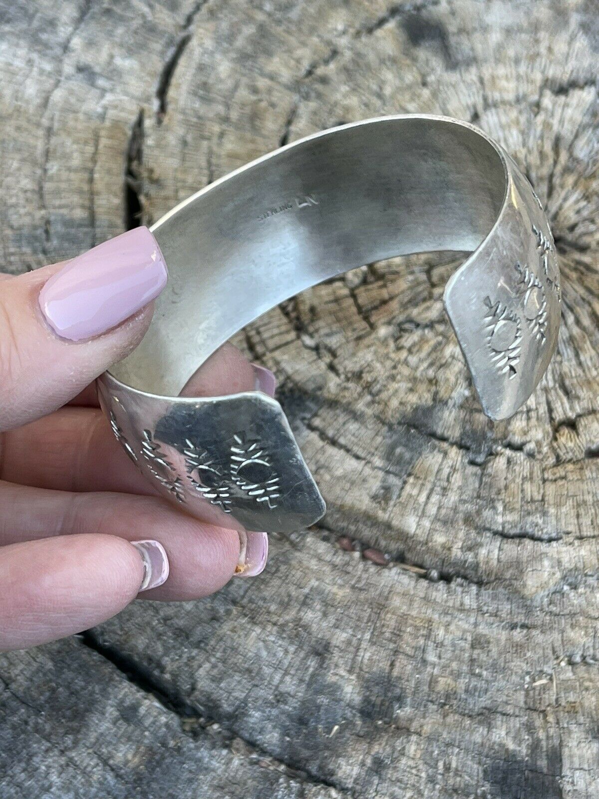 Navajo Sterling Silver Story Teller Cuff Bracelet Signed