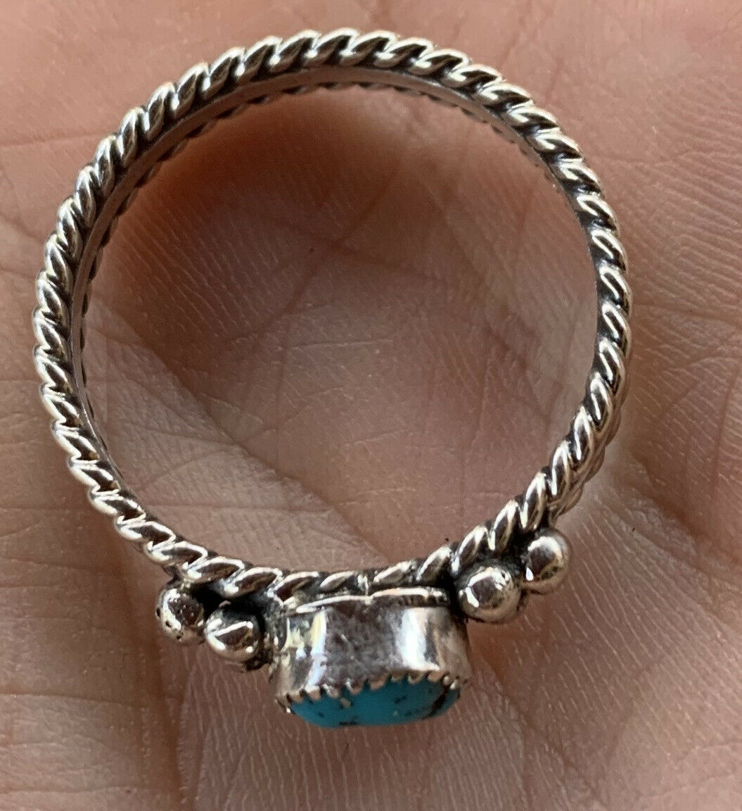 Navajo Kingman Turquoise & Sterling Silver Braided Band