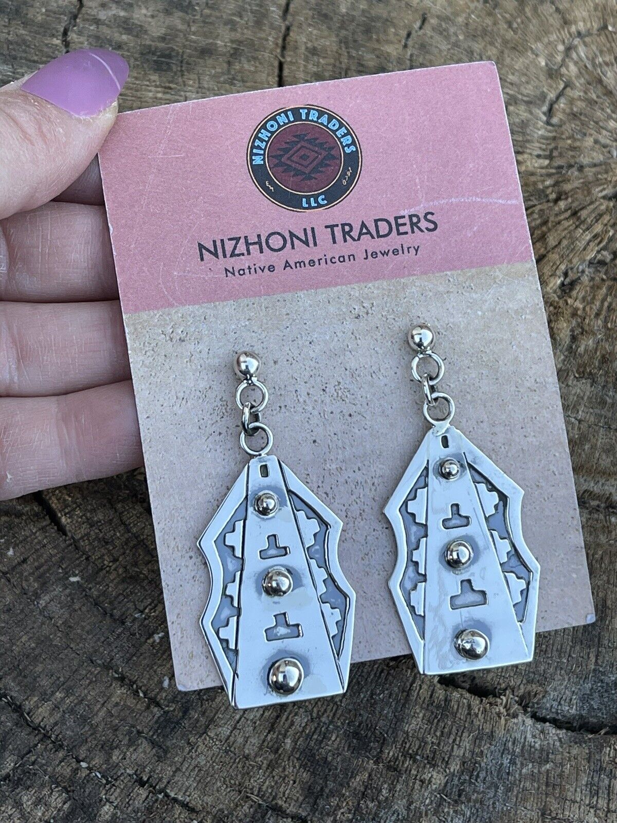 Navajo Sterling Silver Southwest Dangle Earrings Signed