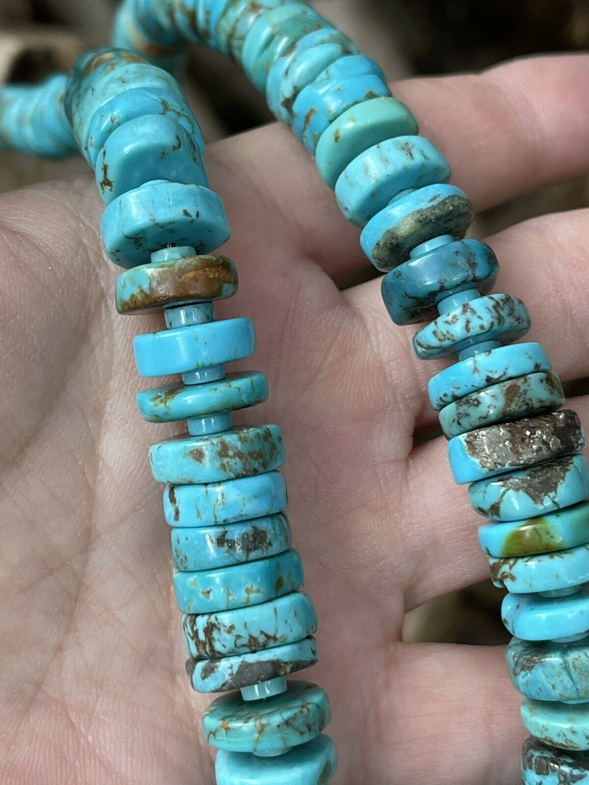 Navajo Natural Turquoise & Sterling Silver Tufa Cast Arrow Necklace