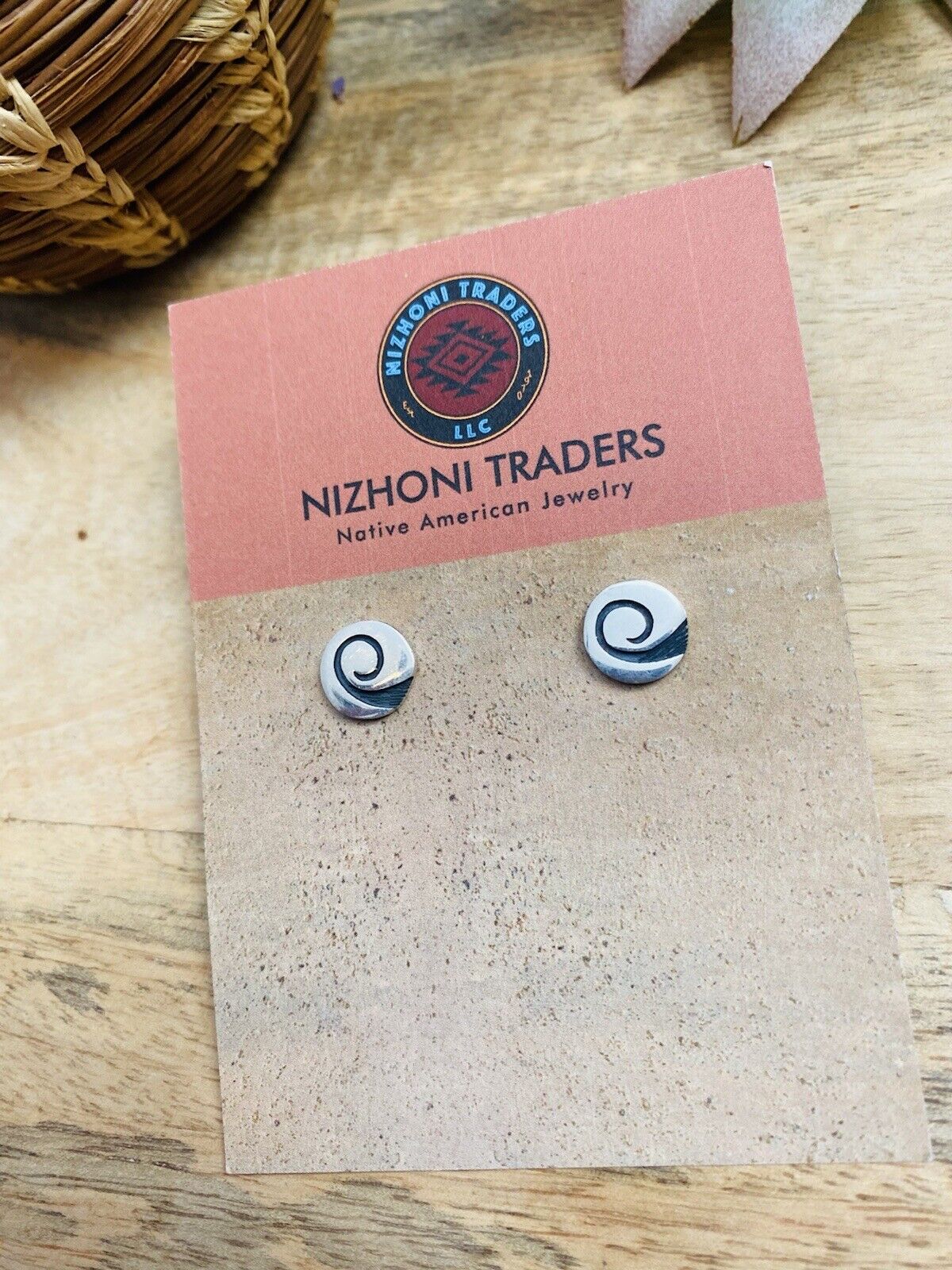 Hopi Overlaid Sterling Silver Swirl Stud Earrings