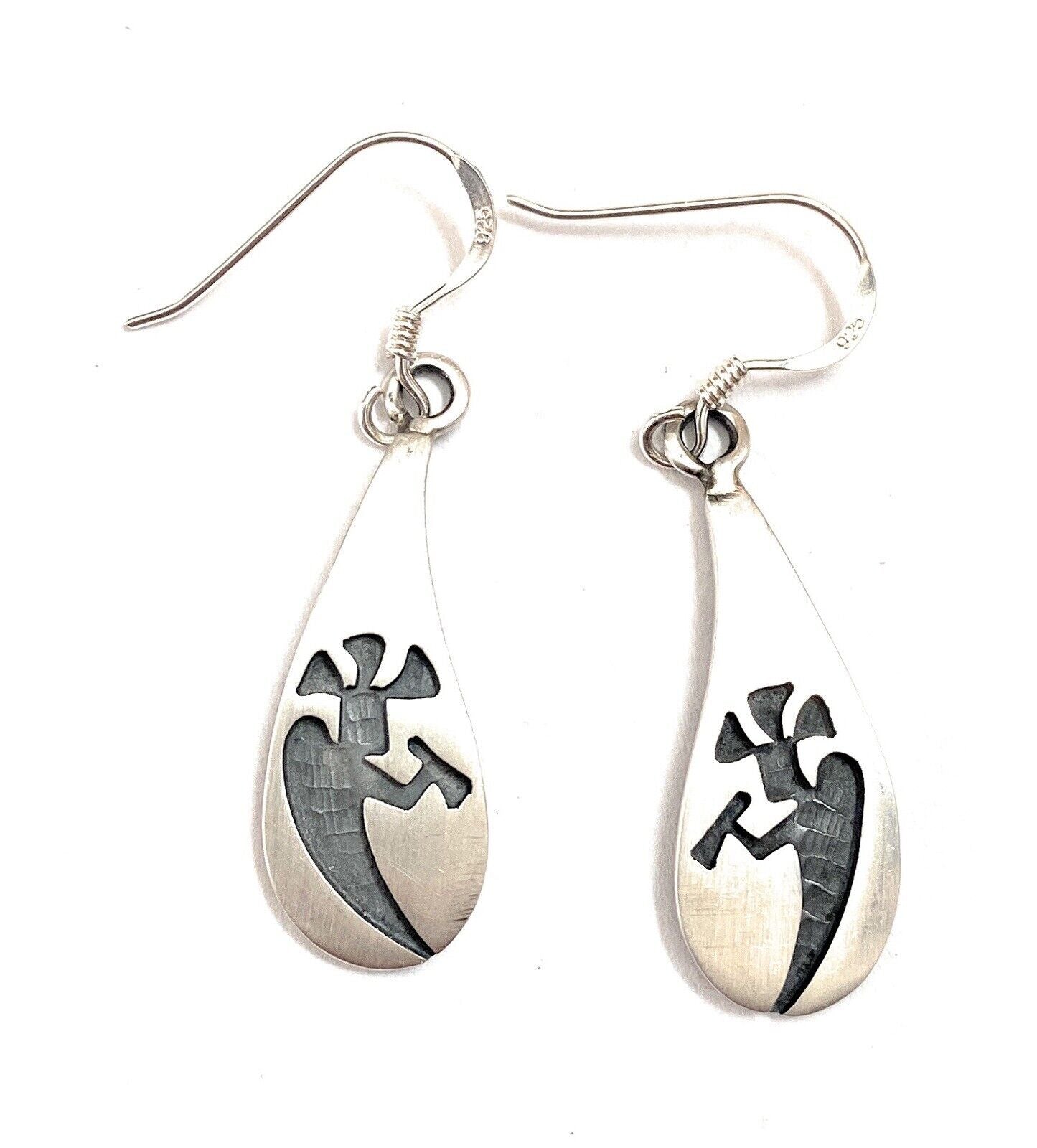 Hopi Sterling Silver Kokopelli Dangle Earrings