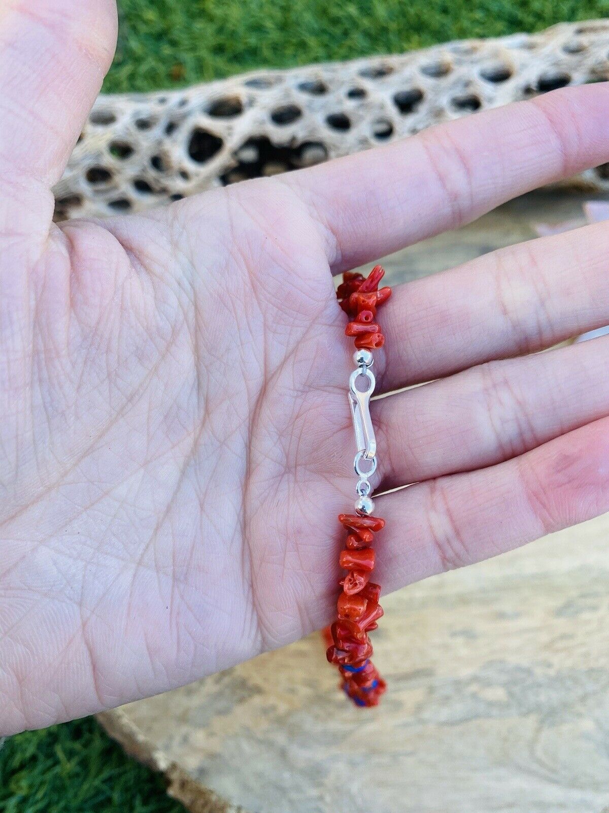 Navajo Apple Coral & Lapis Beaded Necklace