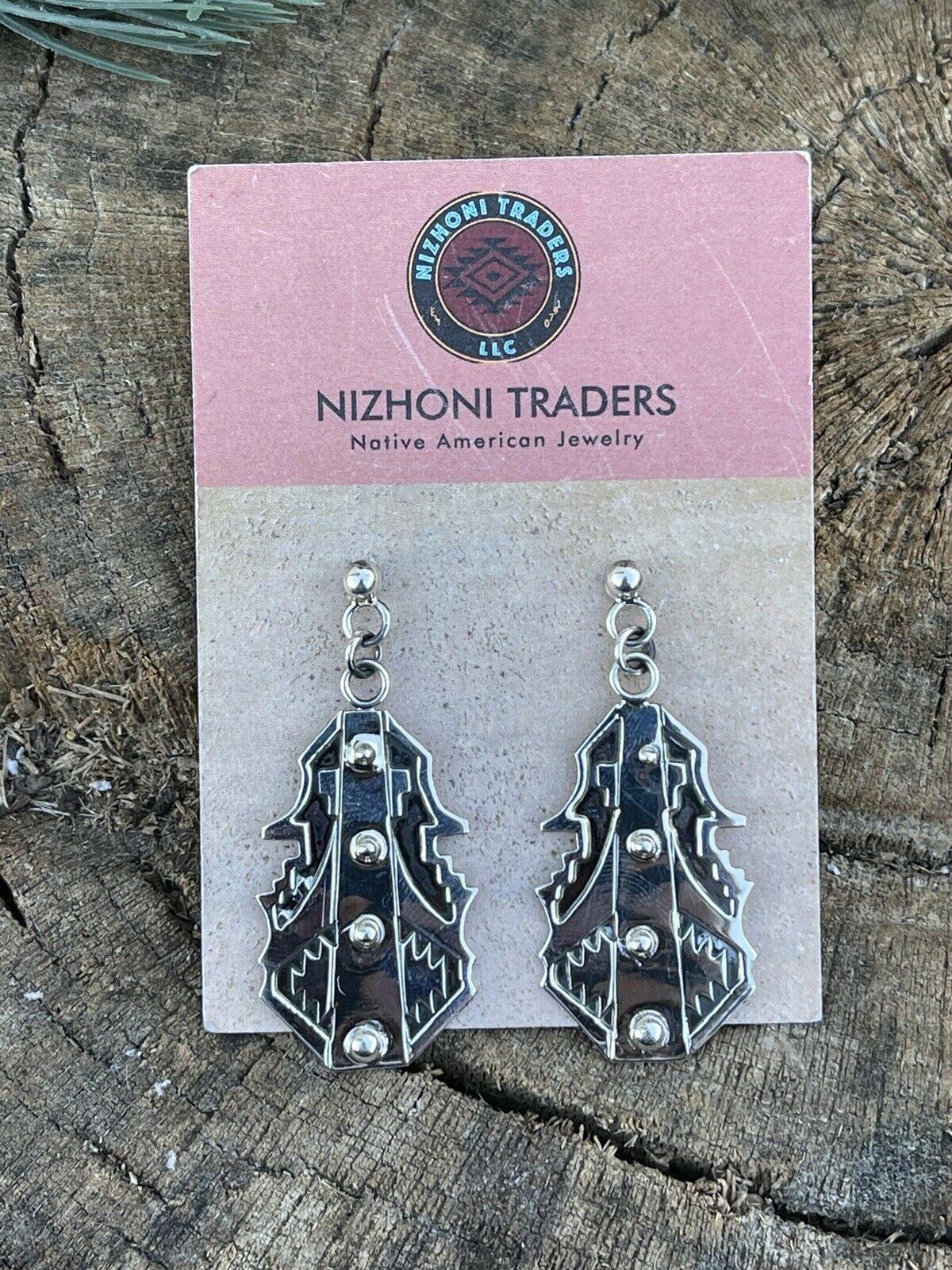 Navajo Sterling Silver Southwest Dangle Earrings Signed