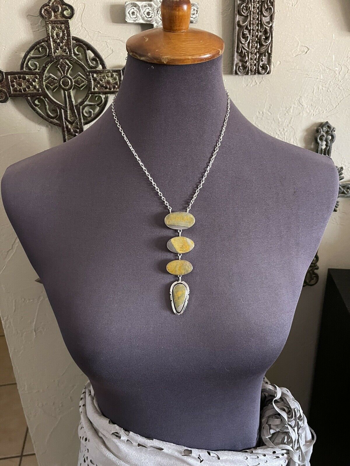 Navajo Bumblebee  & Sterling Silver Lariat Necklace