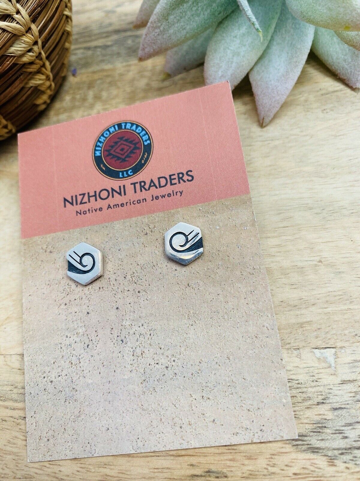 Hopi Overlaid Sterling Silver Swirl Stud Earrings