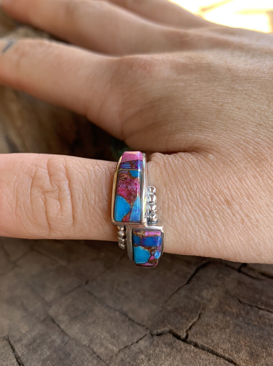 Navajo Pink Dream Mojave & Sterling Silver Band